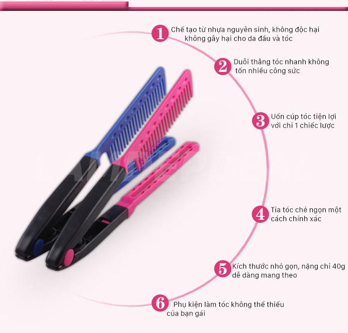 M'AYCREATE - Lược chải tóc đa năng V-Shape - duỗi thằng - uốn cúp - phồng tóc 3in1