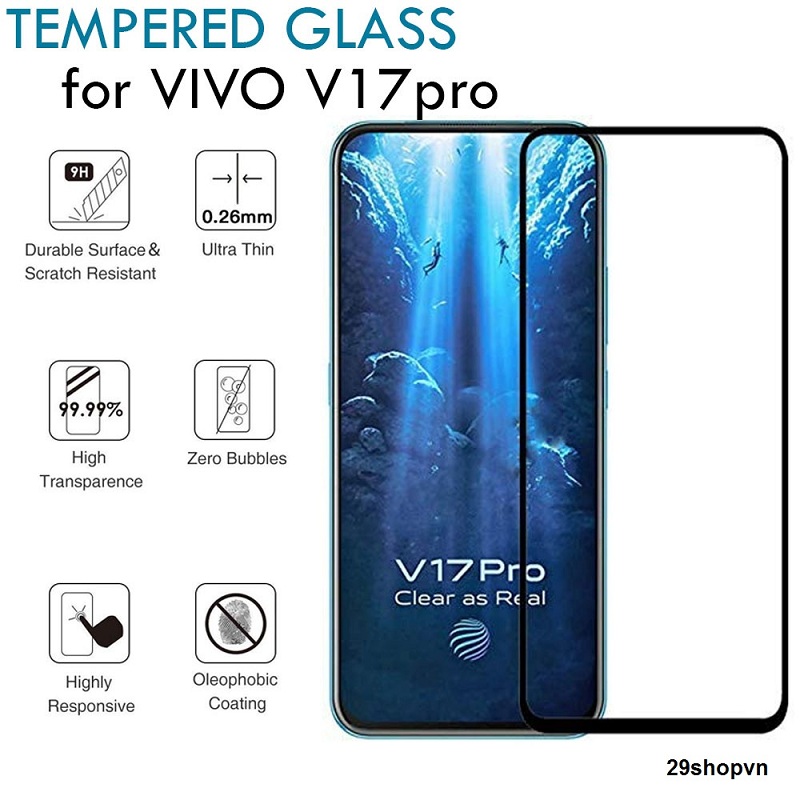Kính cường lực Vivo V17 Pro (Full Màn, Full Keo)