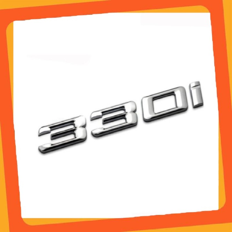 Decal tem chữ inox 330i dán đuôi xe ô tô