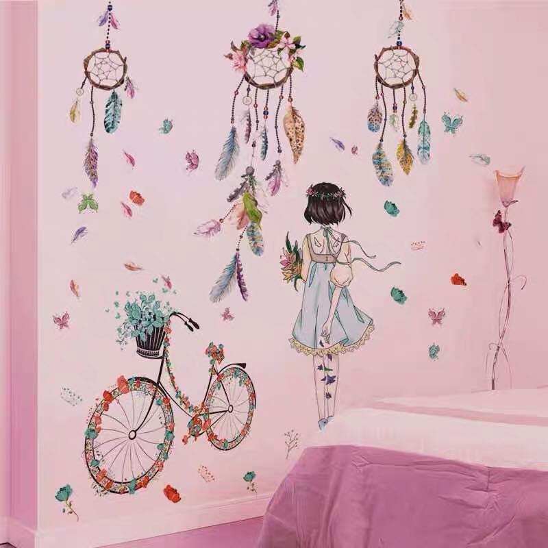 [HCM]DECAL DÁN TƯỜNG CHUÔNG GIÓ VÀ CÔ GÁI XE ĐẠP