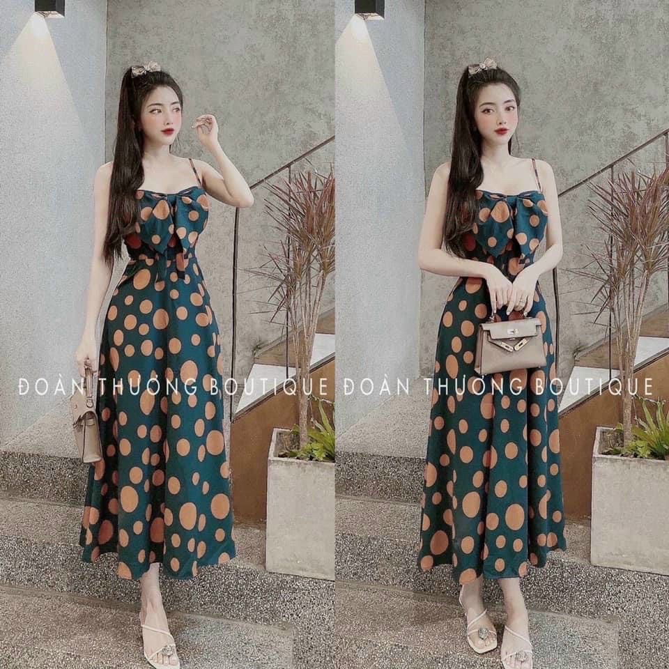 Sp: đầm lụa nơ ngực dáng dài siêu xinh