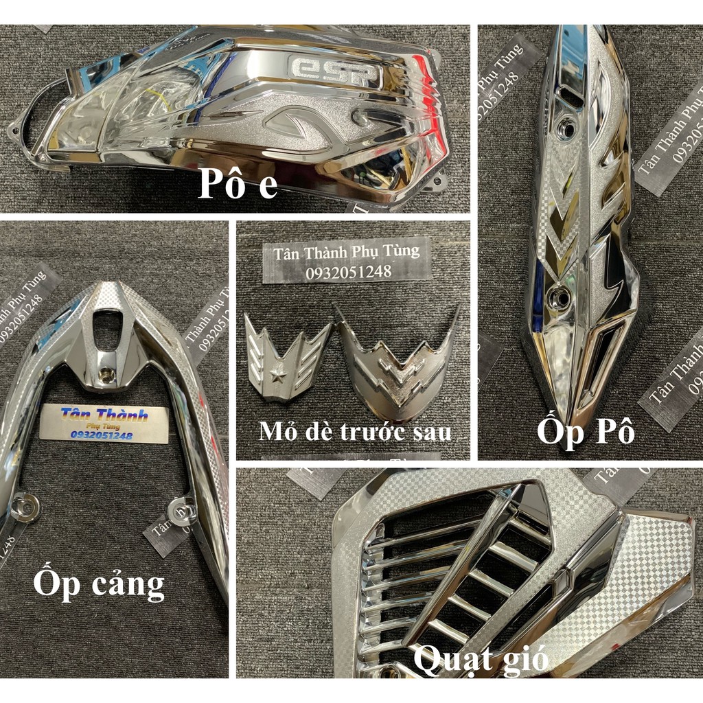 Combo 5 món Vario 2018-2019 nhựa xi niken  Ốp cảng, Quạt gió, Pô e, Ốp pô, Mỏ dè