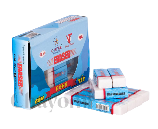 Hộp 30 cục gôm tẩy chì màu trắng E-888 G-STAR được làm bằng cao su tự nhiên, dẻo dai, có độ đàn hồi tốt