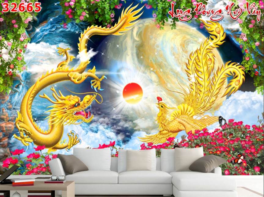 Tranh dán tường 3d công phượng trang trí phòng khách phòng ngủ hàng quán giá rẻ đẹp keo sẵn bóc dán PA