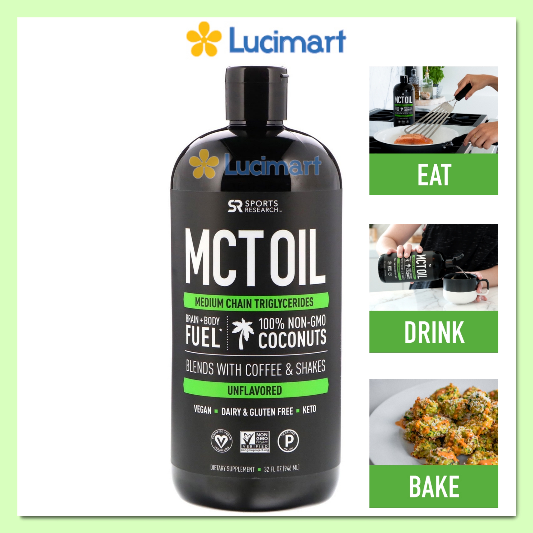 Dầu dừa MCT Oil chuyển hóa chất béo Medium Chain Triglycerides các loại [Hàng Mỹ]