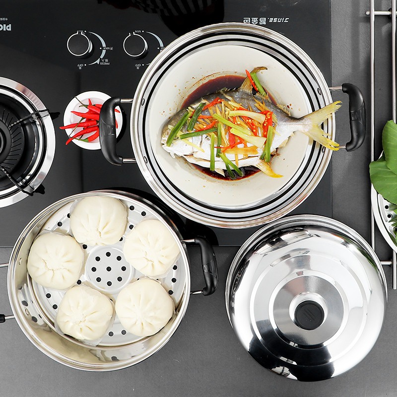 3-layer stainless steel steamer 28cm [Super durable] convenient - Can be folded - easily separated - Suitable for all types of cookers