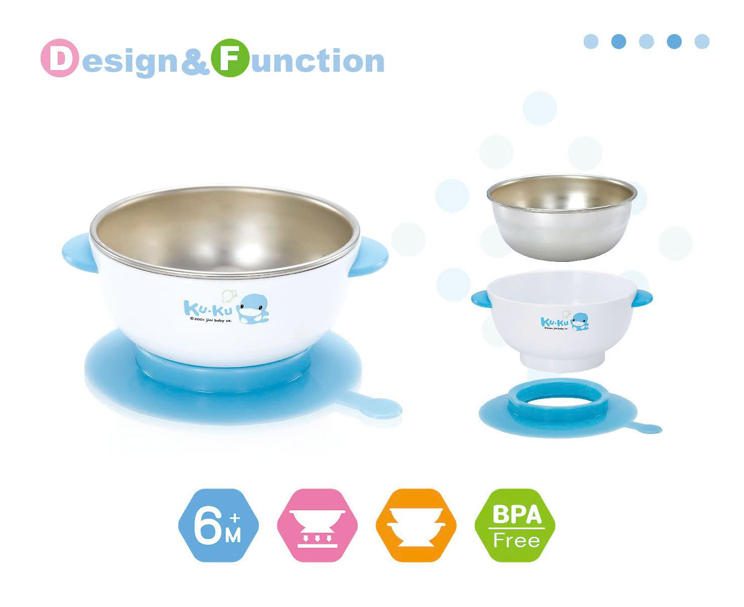 [Lớp Ngoài Chống Nóng] Chén Ăn Dặm Inox Có Đế Hút Chân Không (Chính Hãng Kuku)