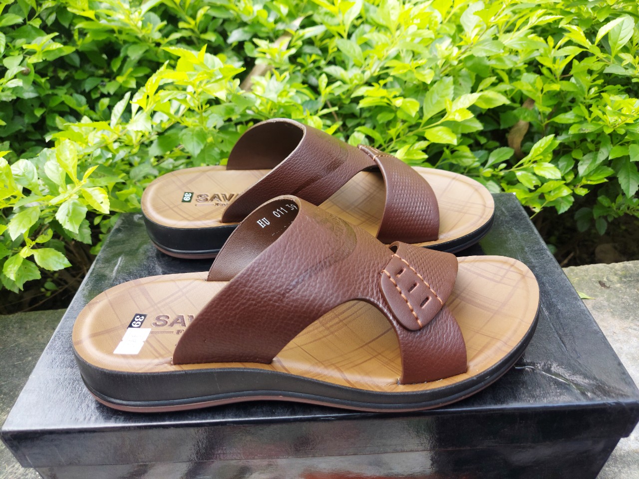 Dép xăng đan da bò mềm đế cao 4cm