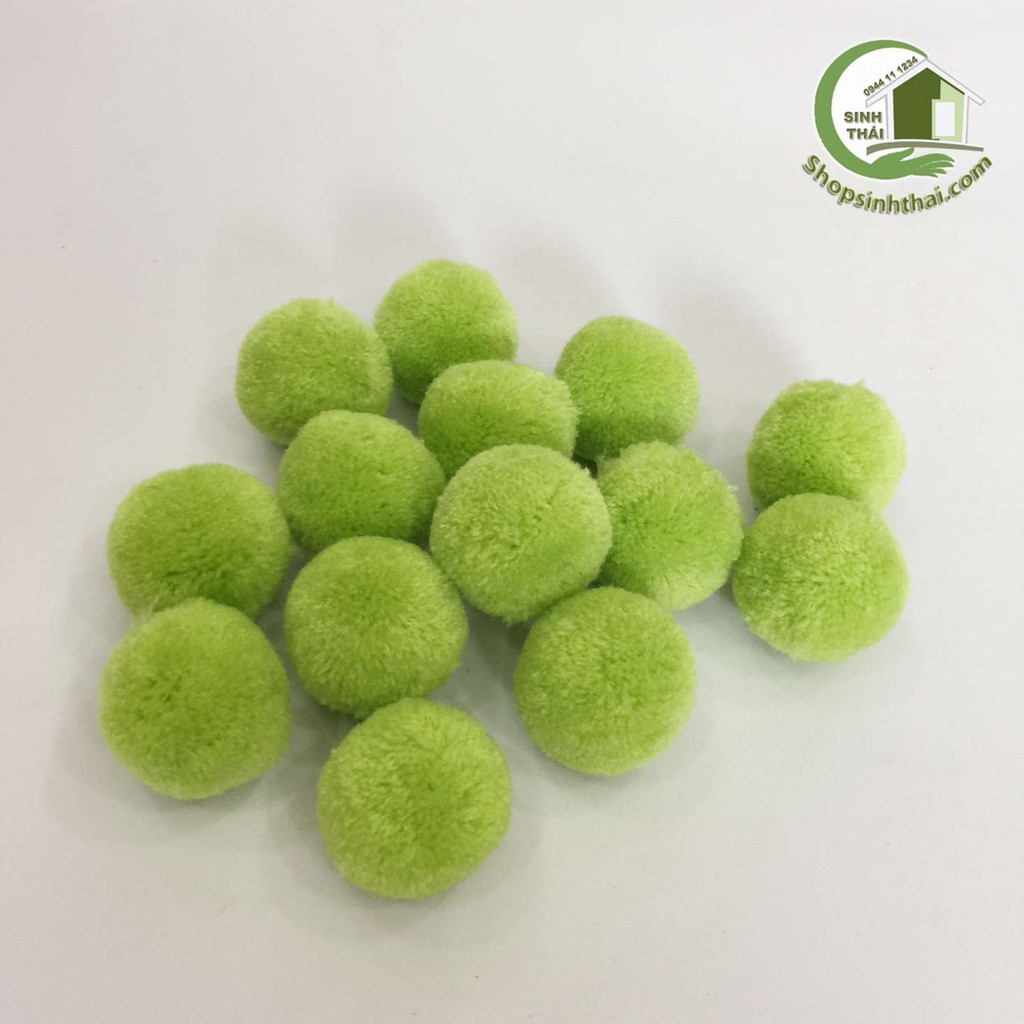 [HCM]Ba cục bông len tròn 3cm - màu xanh lá