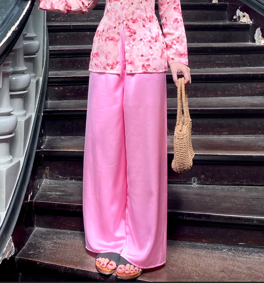 Lẻ Quần Bà Ba Chất Lụa Satin Ống Rộng Nhiều Màu