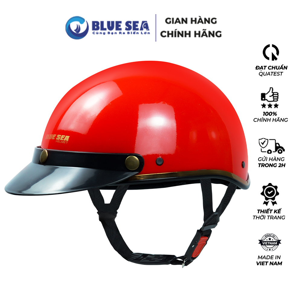 Mũ bảo hiểm 1/2 đầu, nửa đầu BLUE SEA - A366 - Đủ màu sơn Bóng - Thời trang - FreeSize - Chính hãng