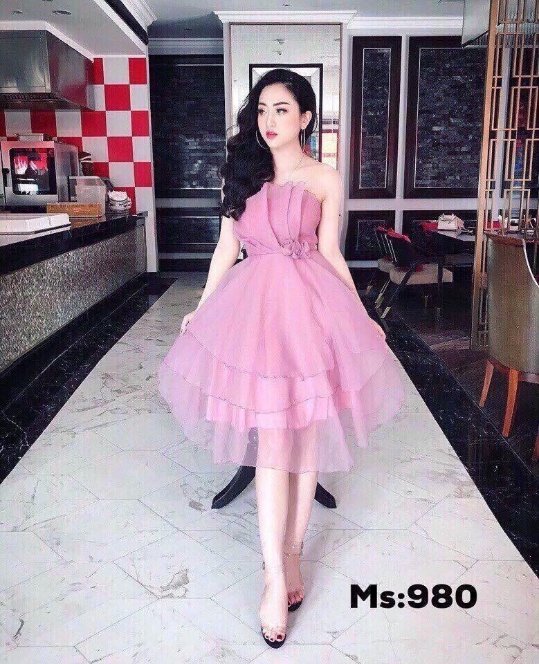 Đầm lưới xòe 3 lớp kết bông