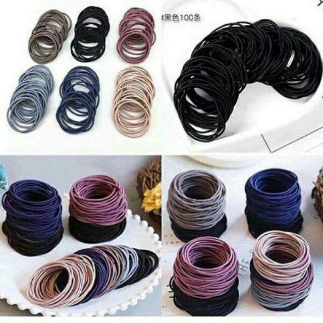 SÉT CHUN BUỘC TÓC 100 CÁI (MIX ĐỦ MÀU) - TÚI ZIP