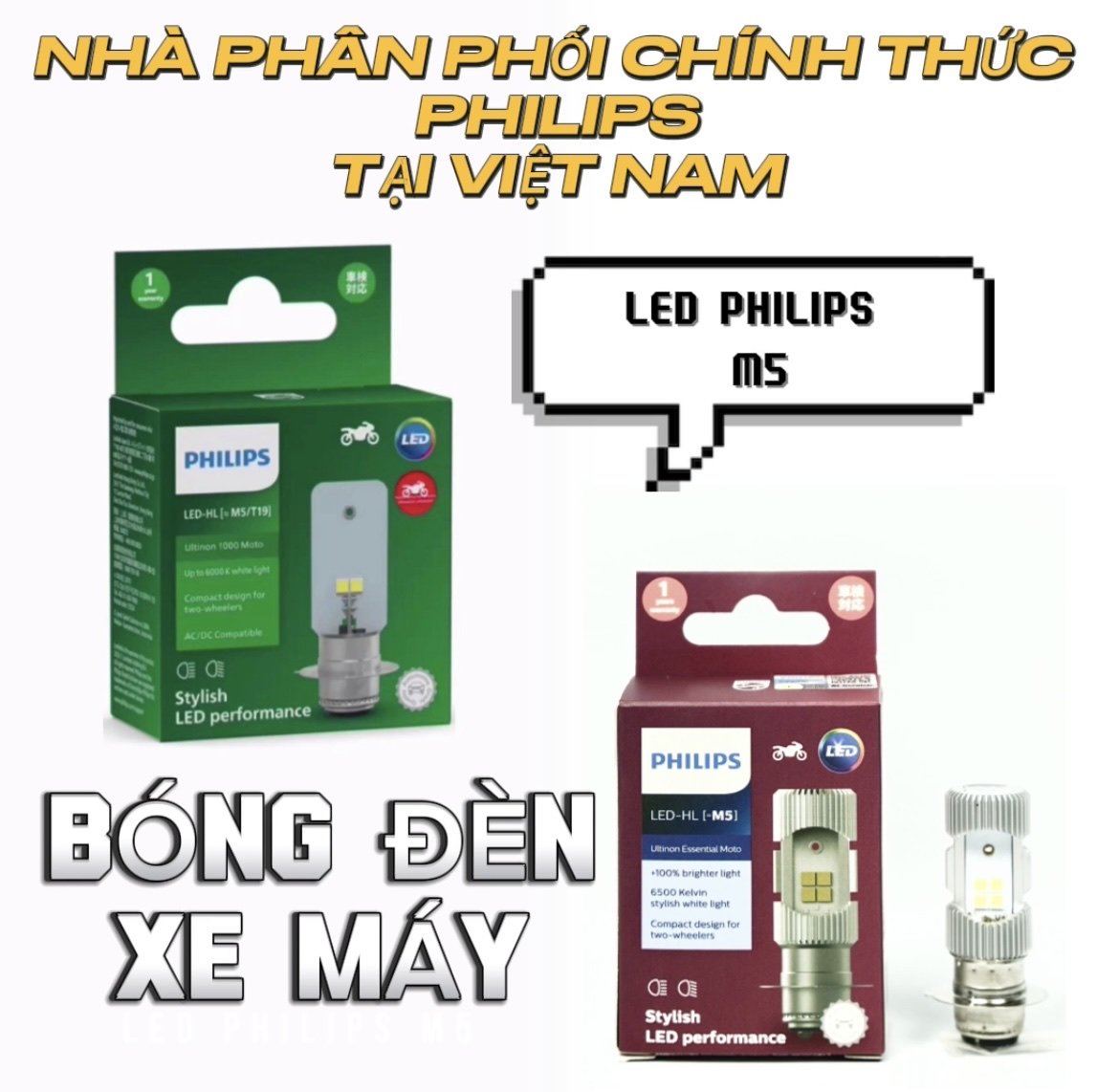Bóng đèn xe máy LED Philips M5 (Dream, Wave, Future I,SIRIUS, JUPITER)