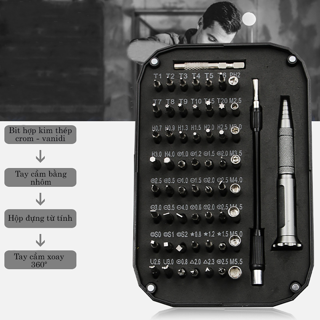 Bộ tua vít đa năng - bộ tua vít bỏ túi đa năng - tua vít 59 trong 1-bộ tua vít mở laptop - bộ tua vít sửa điện thoạ