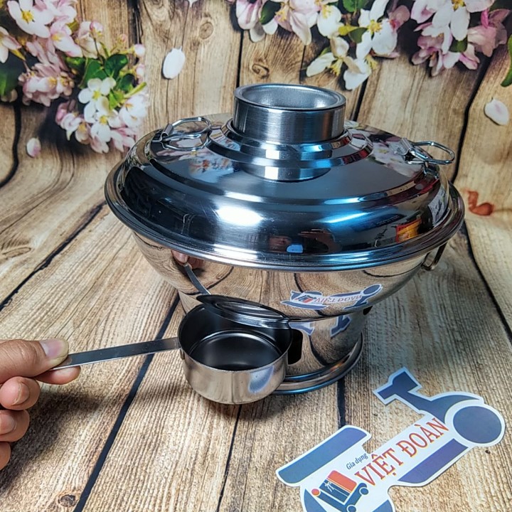 [Video] cooker hot pot Classic use charcoal or alcohol 24cm stainless steel. Cookware dark physical traditional household restaurant and events cultural ẩm authentic Vietnamese