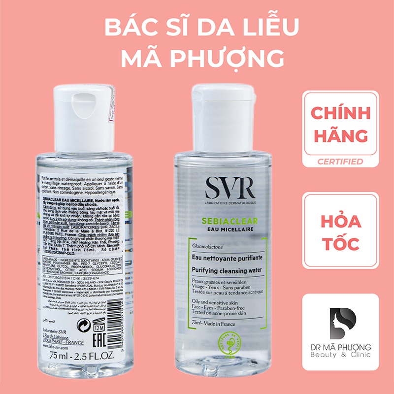 Tẩy trang da dầu mụn SVR Sebiaclear Eau Micellaire
