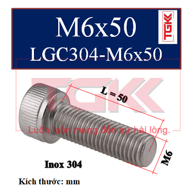 Bulong lgc đầu trụ inox 304 m6