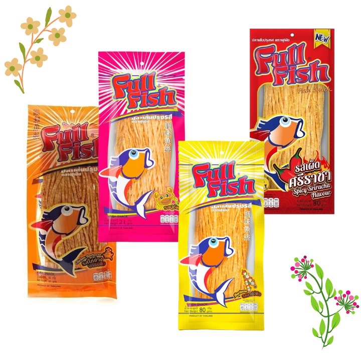 [Combo 5 gói] Cá khô sợi/Snack Full Fish 70g Thái Lan (BBQ, Gà, Cay, Cua.Mực)