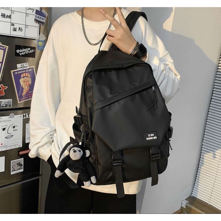 Balo nam nữ, balo đi học thời trang, chống nước, vải oxford dù balo học sinh Tặng gấu