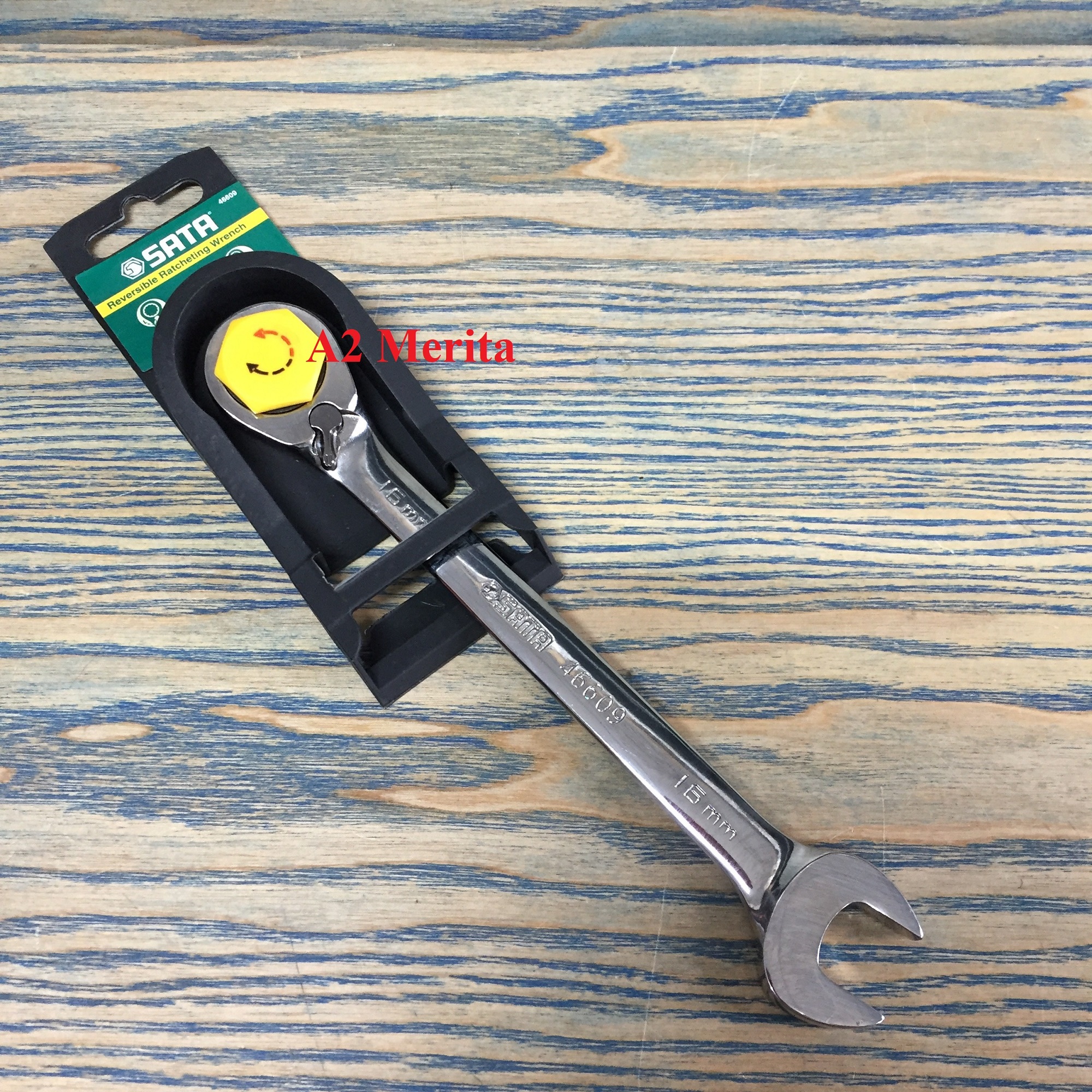 Cờ lê vòng miệng tự động đảo chiều sata 16mm 46609