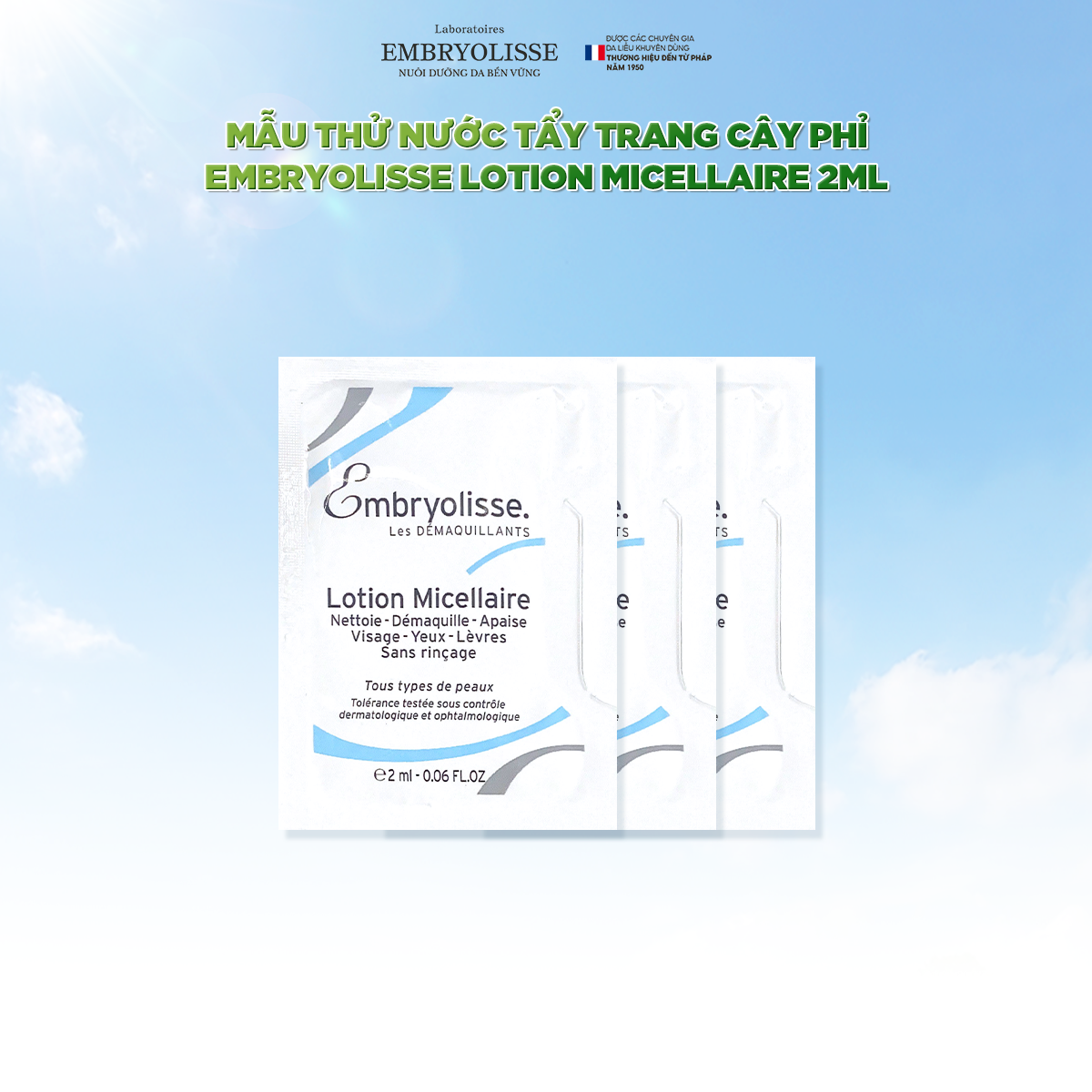 [Sample] Gói Mẫu Thử Nước Tẩy Trang Cây Phỉ Embryolisse Lotion Micellaire 2ml