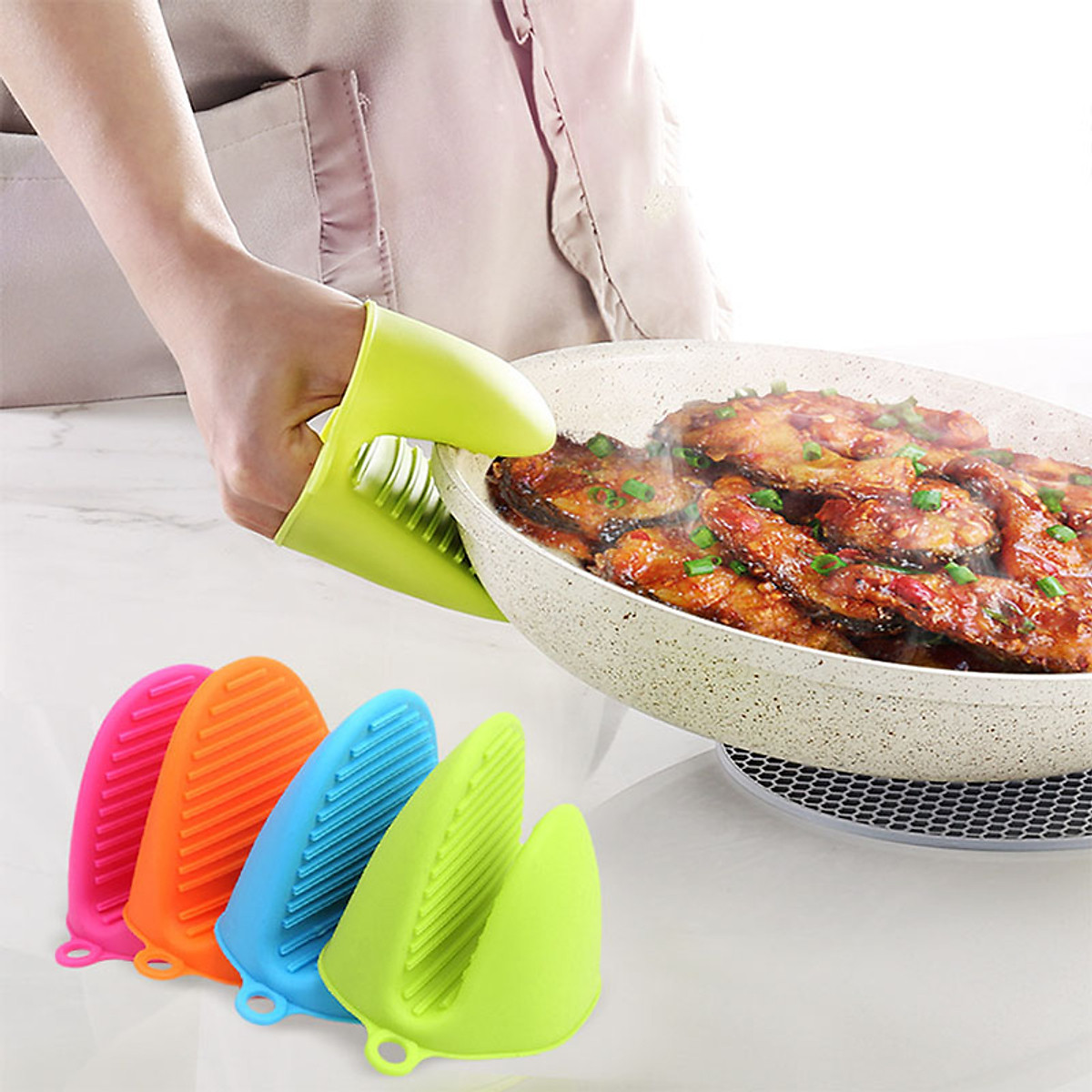 Set 2 Miếng Nhấc Nồi Silicon Nhiều Màu