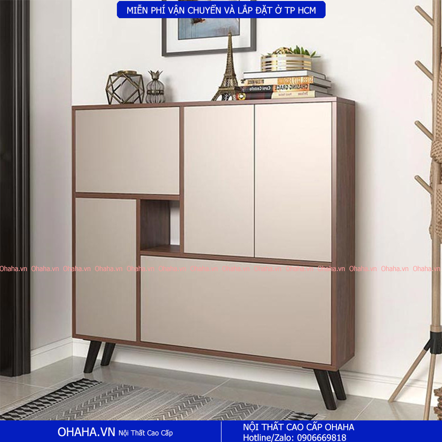 [ Freeship HCM ] [ Kèm ảnh thực tế ] TỦ GIÀY GỖ CAO CẤP SQUARE 02 OHAHA - SQ02