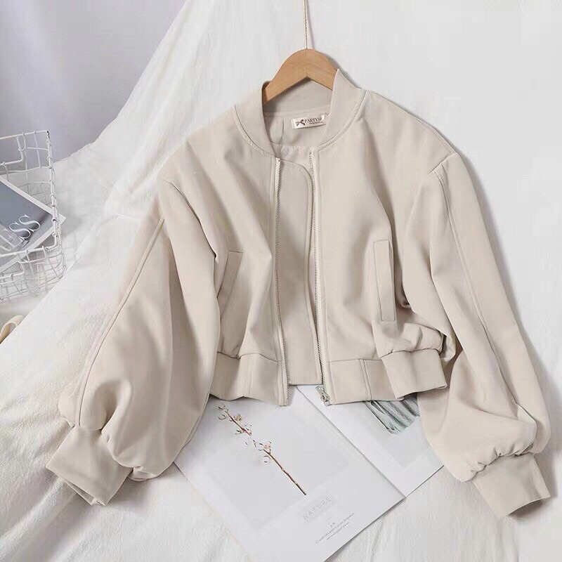 Áo Khoác Dù Nữ Croptop Cổ Bomber Cúc Bấm Mới - NGỌC HÂN FASHION