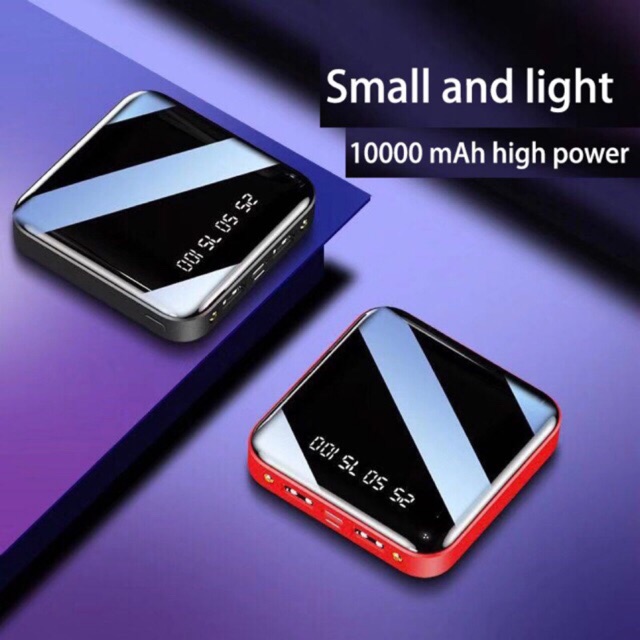 Sạc dự phòng mini pin 10000mAh gọn gàng với đèn Led và 2 cổng usb
