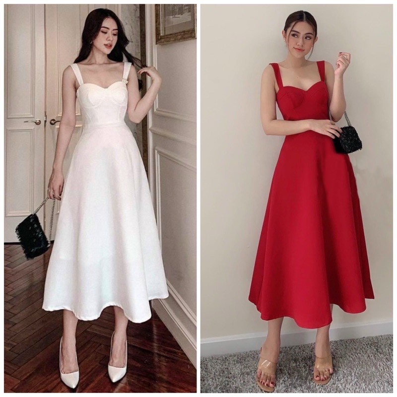 Đầm dây cúp ngực 2 màu