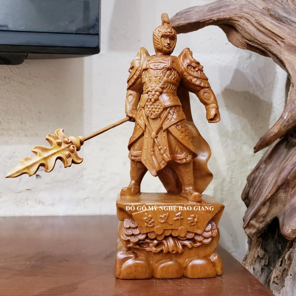 Tượng triệu tử long gỗ bách xanh cao 20cm