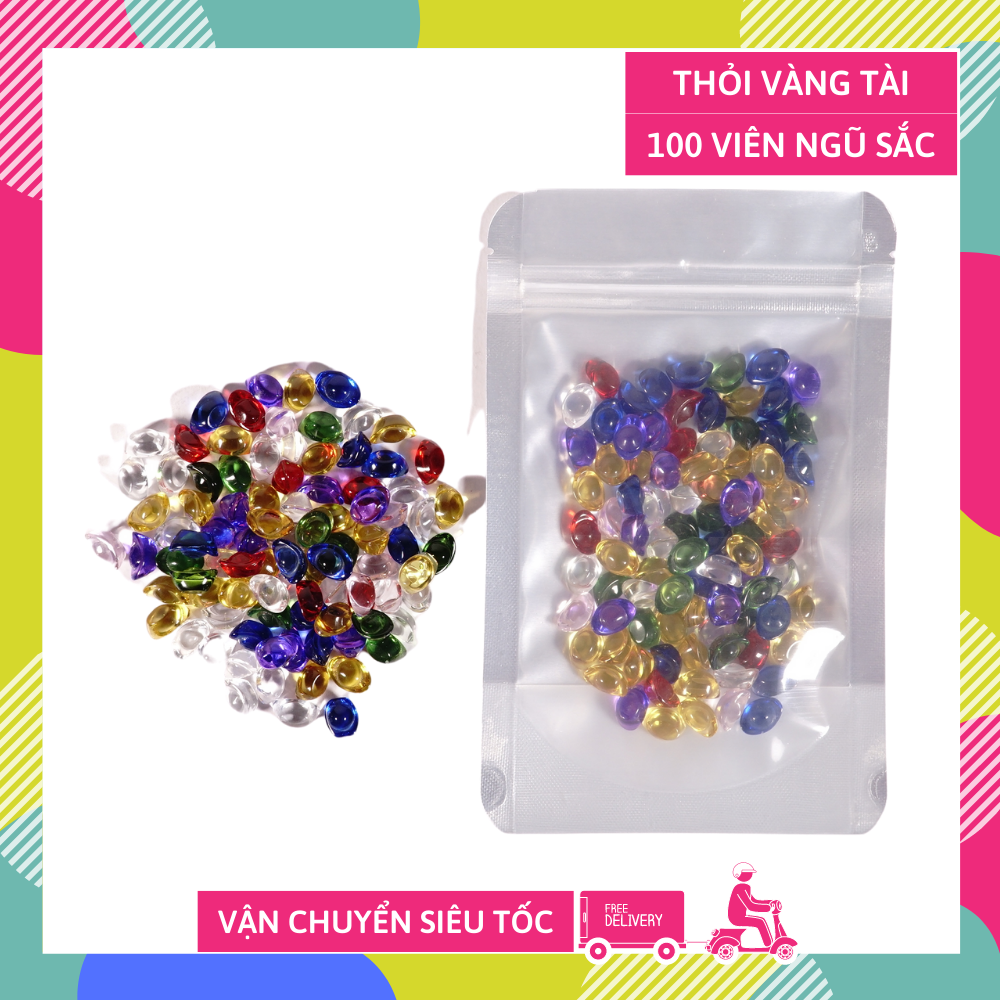 Thỏi vàng thủy tinh phong thủy ngũ sắc đặt bàn thờ, trang trí tiểu cảnh siêu đẹp - Túi 100g