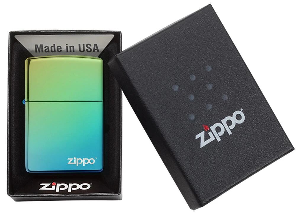Zippo high polish teal zippo logo 49191zl