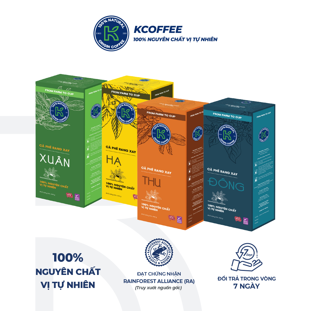 Combo 4 Hộp Cà Phê Rang Xay Xuân Hạ Thu Đông