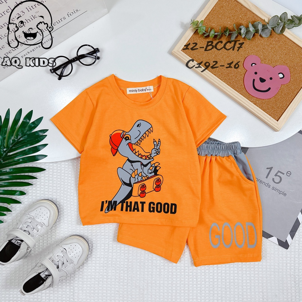 Đồ bộ cotton bé trai minly baby hàng chính hãng có túi quần uni baby bcct7