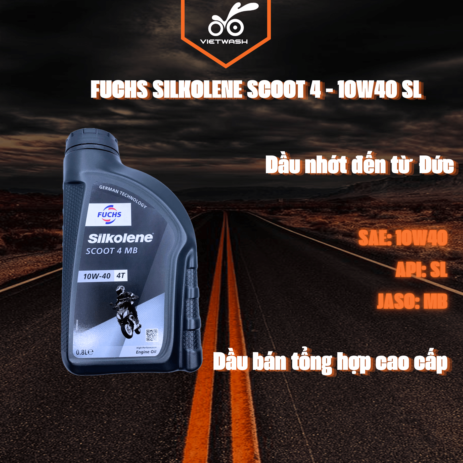 [FUCHS] Nhớt xe ga Fuchs Silkolene Scoot 4 10W40 API SL 800ml