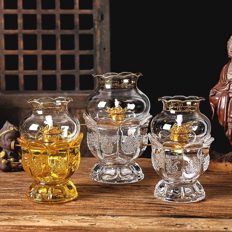 Đèn Dầu 05 bằng thủy tinh pha lê ,thân hình búp sen