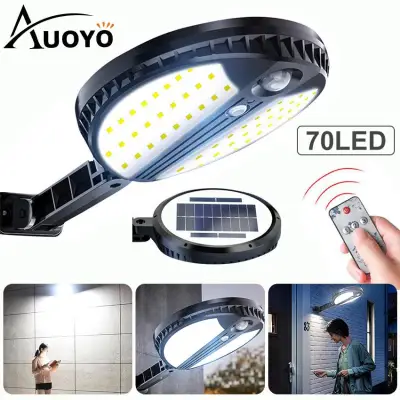 Auoyo 70 LED Lights Solar Security Lights Security Lighting Bright Solar Outdoor Motion Sensor with Intelligent Remote Control Adjustment Street Light Outside Waterproof Garden Wall Lights