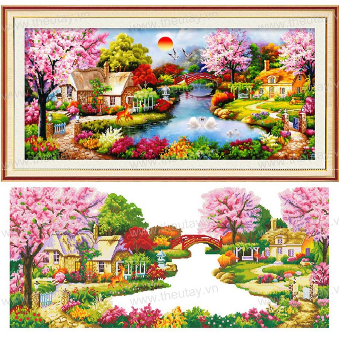 [HCM]Tranh đính đá mùa xuân ấm áp LV009