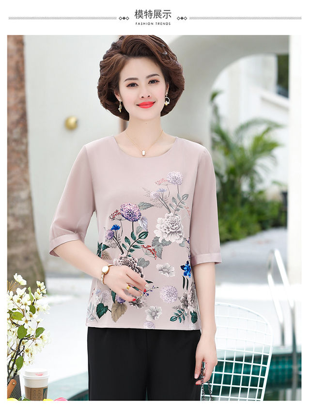Áo sơ mi nữ trung niên - sơ mi hoa lụa