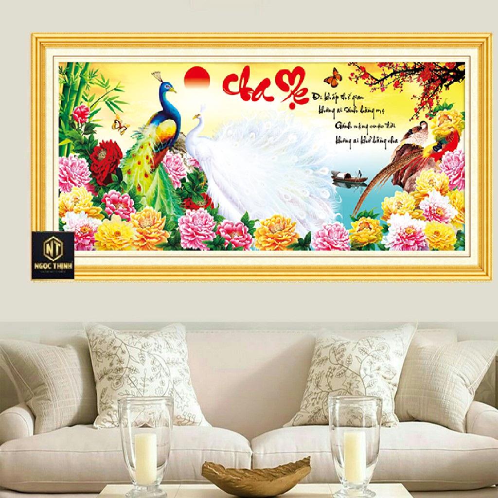 Tranh đính đá mẫu mới Cha Mẹ-KT: 106x50