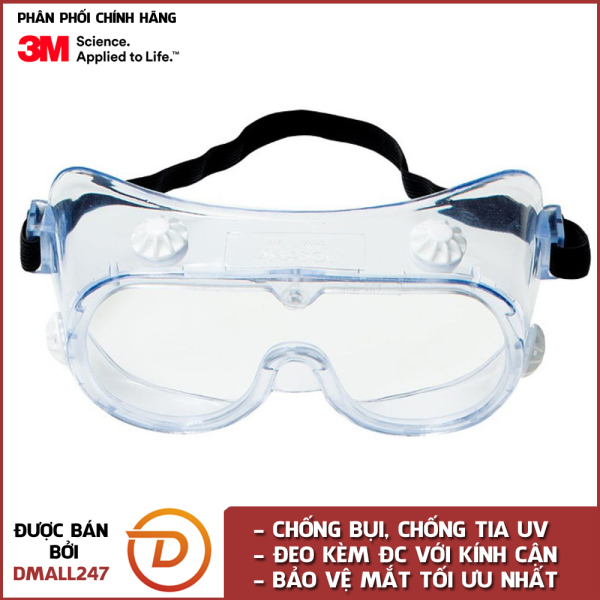 Giá bán Kính bảo hộ mắt chuyên dụng chống hóa chất, bụi và chống tia UV 3M 3M-334
