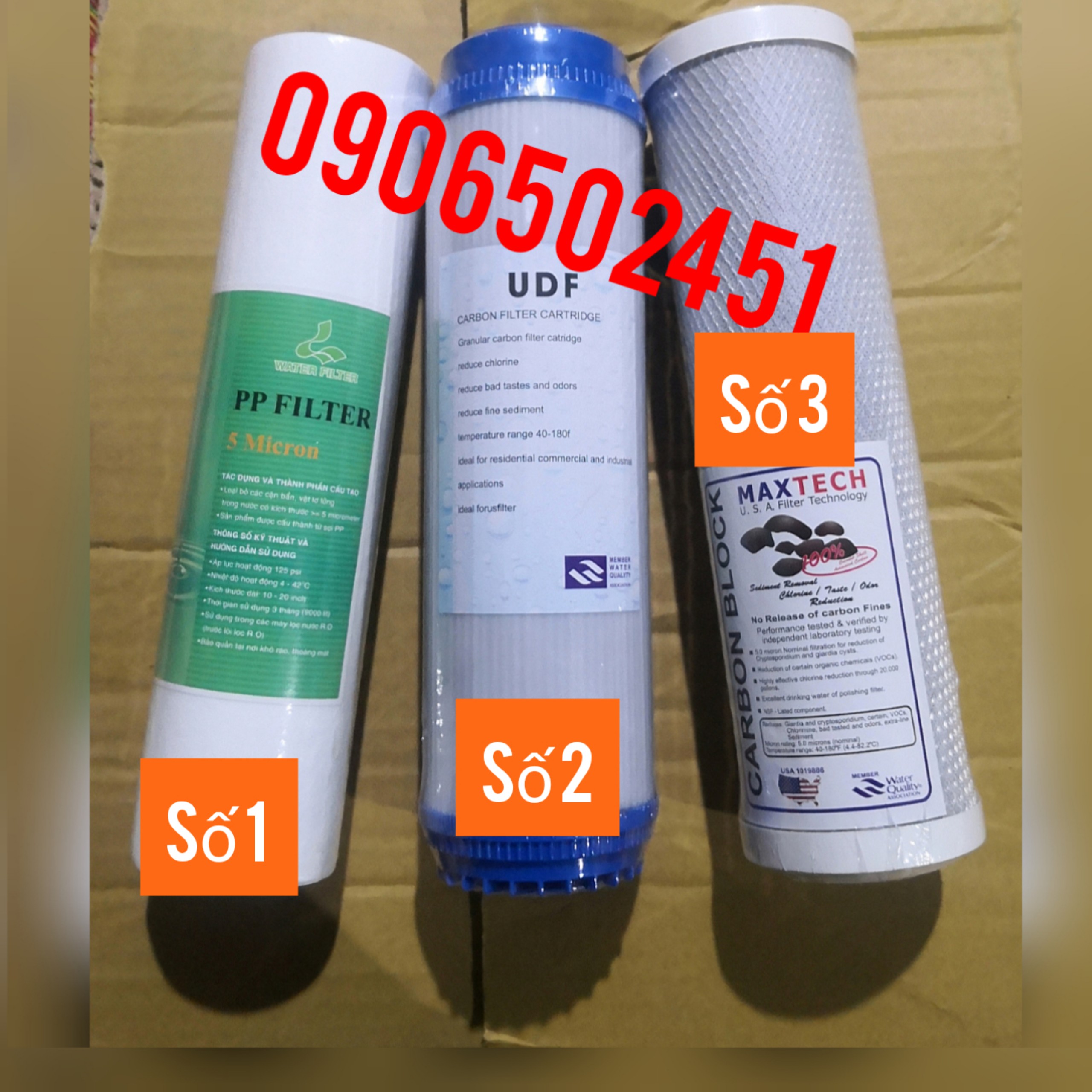 [HCM]Bộ sản phẩm 3 lõi lọc (lõi lọc số 1 & 2 & 3) 10inch