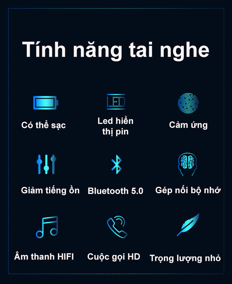 Tai nghe Bluetooth TWS F9 V5.0 cảm ứng phiên bản mới cao cấp pro tăng giảm âm lượng trên tai nghe - Hàng nhập khẩu