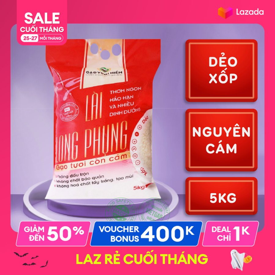 Gạo Lài Long Phụng 5KG - Gạo dẻo thơm, còn cám, dinh dưỡng