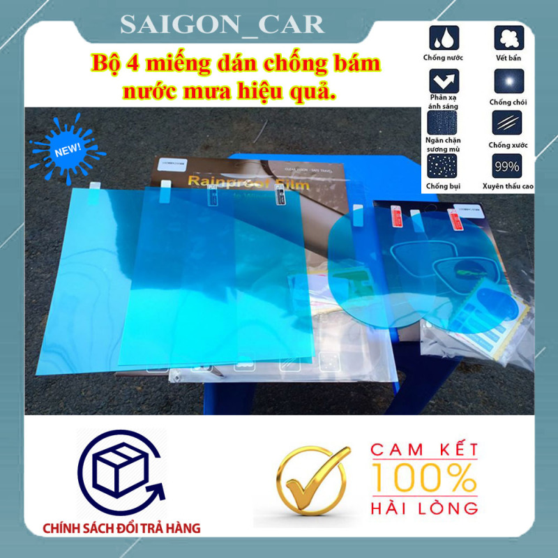 HCM- Miếng dán chống bám nước mưa cho xe Ô TÔ ,loại gồm 2 miếng vuông + 2 miếng bầu dục, Tăng cường độ sáng cho gương,chống loá khi đi ban đêm,có thể tự dán tại nhà -có đầy đủ phụ kiện kèm theo.