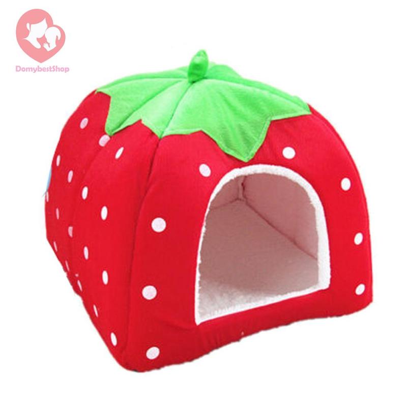 DomybestShop Strawberry Pet Dog Cat Bed House Kennel Doggy Puppy Basket Pad(Red S)