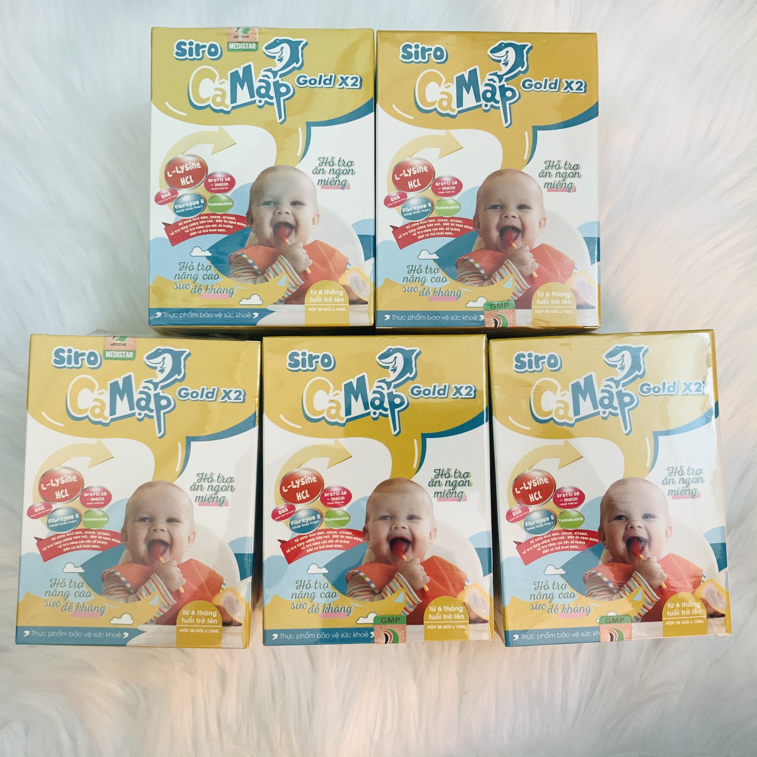 5 Hộp Siro Cá Mập Gold X2, Siro Ăn Ngon Baby Shark Hỗ trợ ăn ngon hấp thụ chất dinh dưỡng