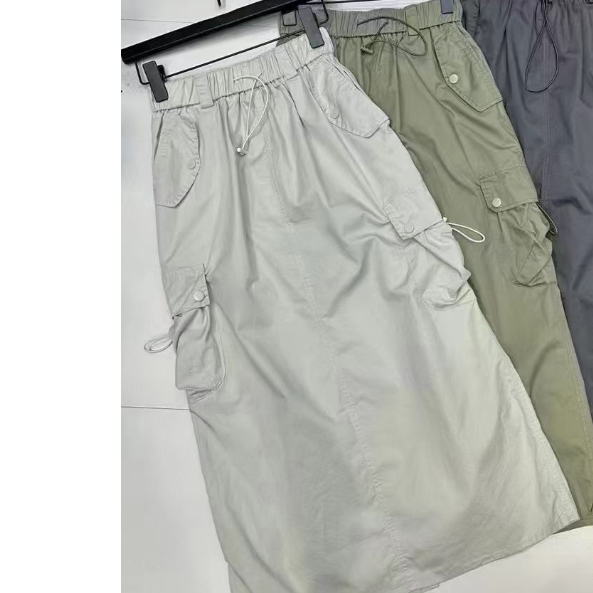 Chân váy kaki túi hộp dáng dài MINION CLOTHING cargo skirt cạp cao co giãn Ulzzang Streetwear Hàn Quốc bigsize V3605